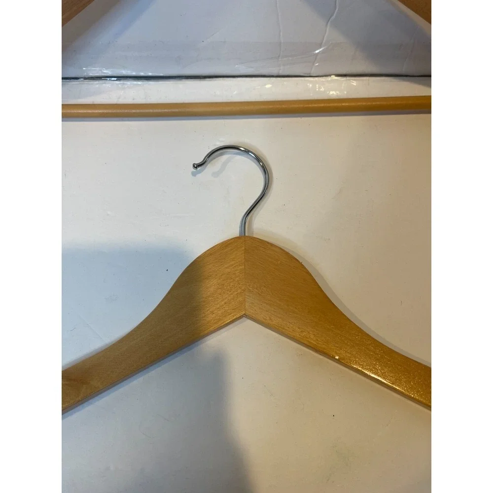 10PK Wooden Hangers for Clothes Wood Durable & Slim Coat Hanger Natural Brown